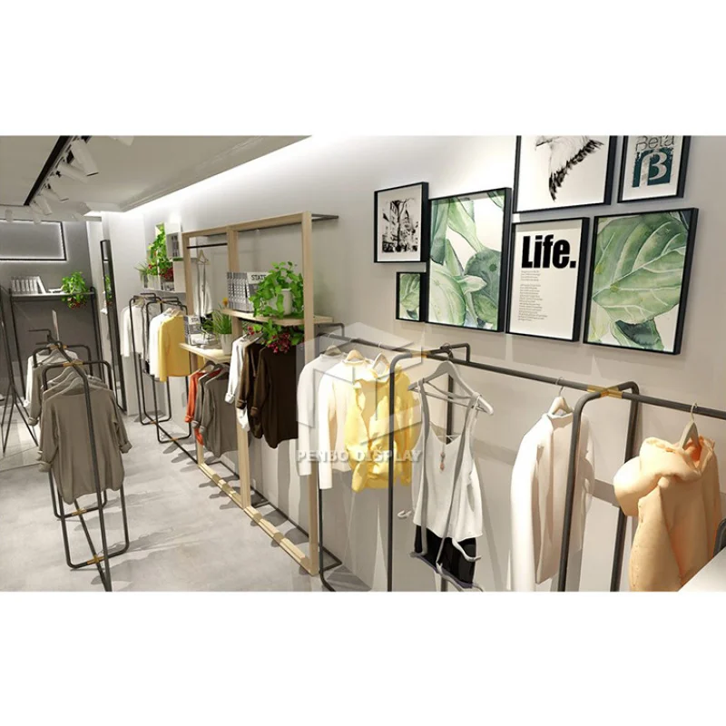 2025ที่กําหนดเองการออกแบบร้านเสื้อผ้าที่หรูหราการแข่งขันขายปลีก MDF สีขาวและอุปกรณ์ร้านสแตนเลสเสื้อผ้า