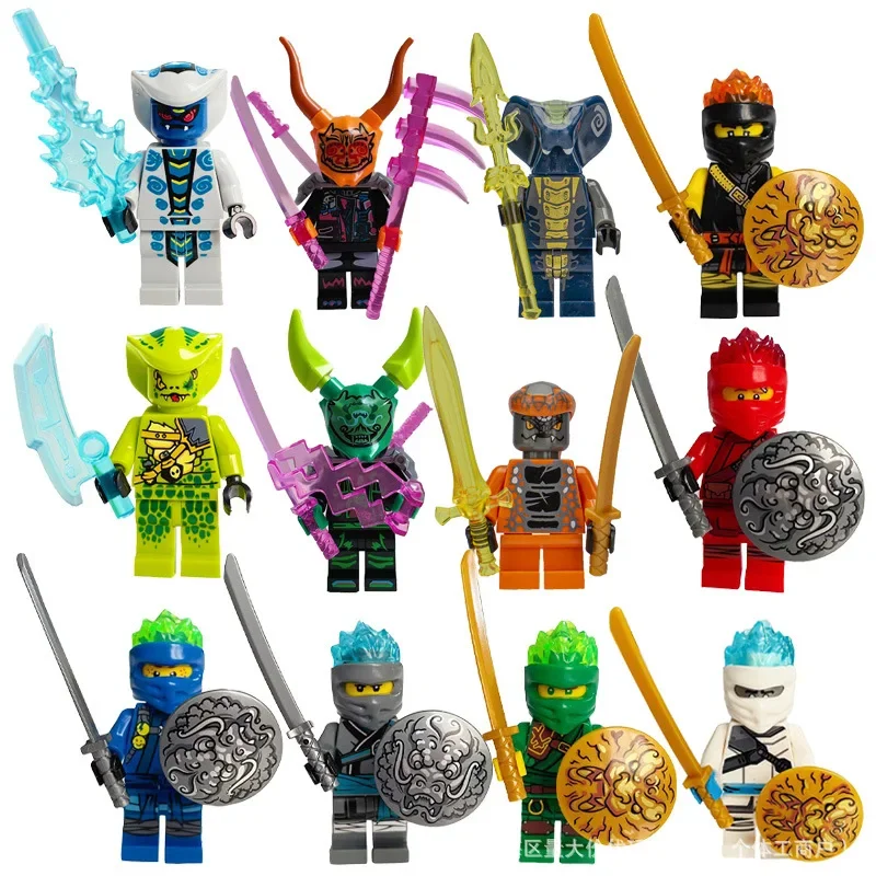 Ninja Anime Figuren Mini Figuurtjes Bouwblok Speelgoed Poppen Model Figuren Kinderen Jongens Verjaardag Cadeaus Slang Monster Gevechtsmodel