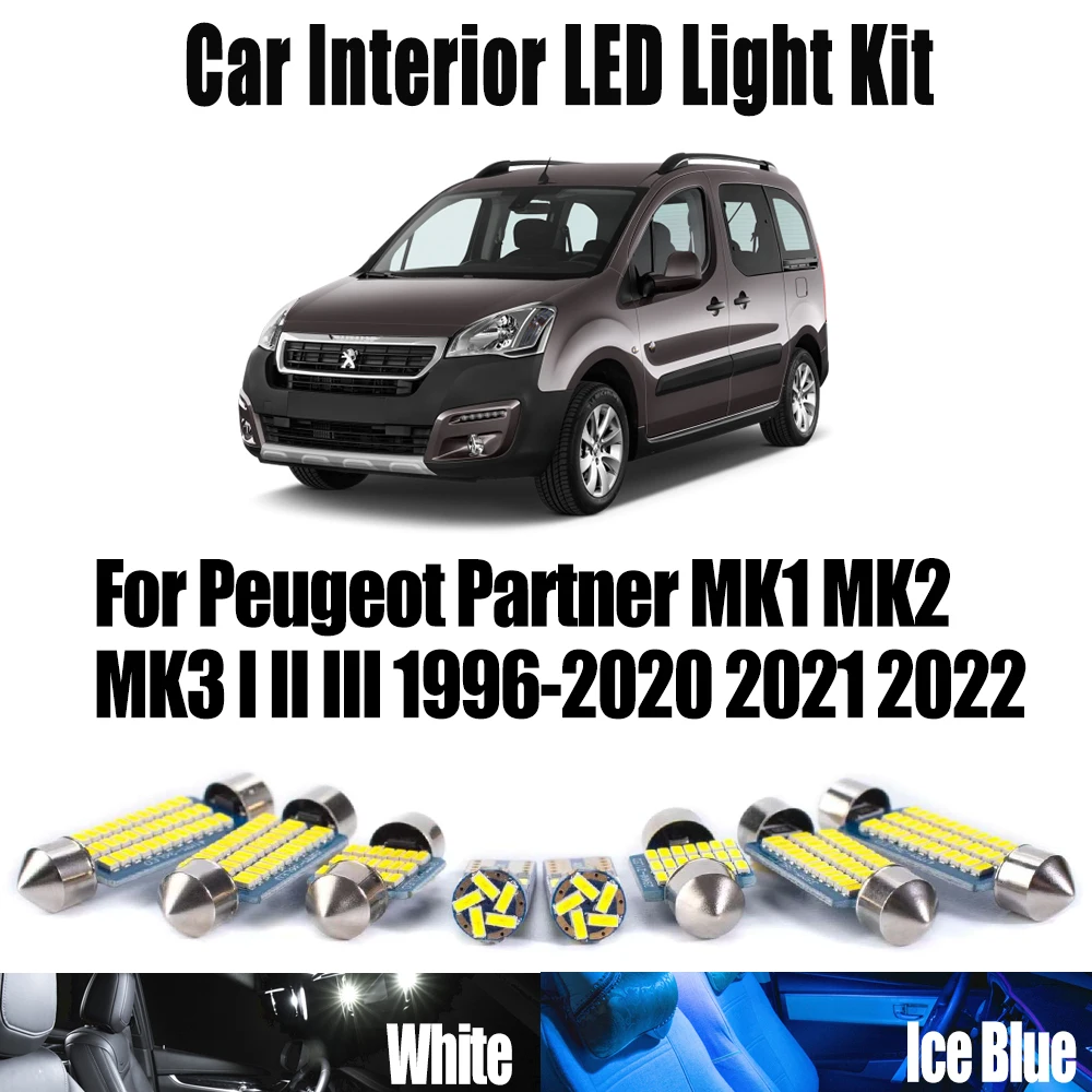 

Canbus For Peugeot Partner MK1 MK2 MK3 I II III 1996- 2021 2022 Car License Plate Bulbs LED Interior Dome Map Trunk Light Kit