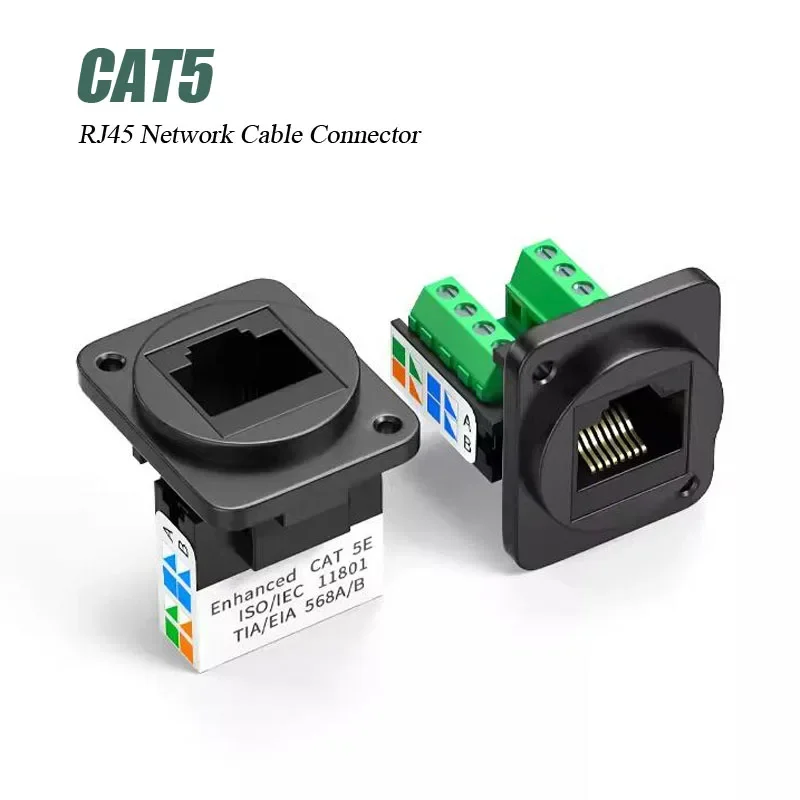 CAT5 Network Cable Connector RJ45 Panel Installation Module Shielded Solder-free Network Cable Extender Category 5 Panel Socket