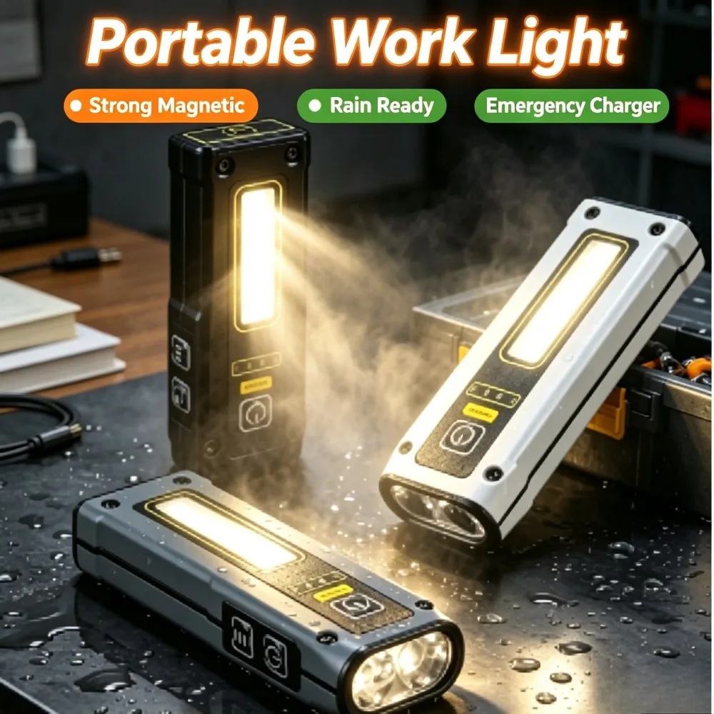 Magnetic Mini Portable LED Flashlight Rechargeable High‑Bright Long‑Range Torch for Outdoor Emergency Fishing Hiking Activities