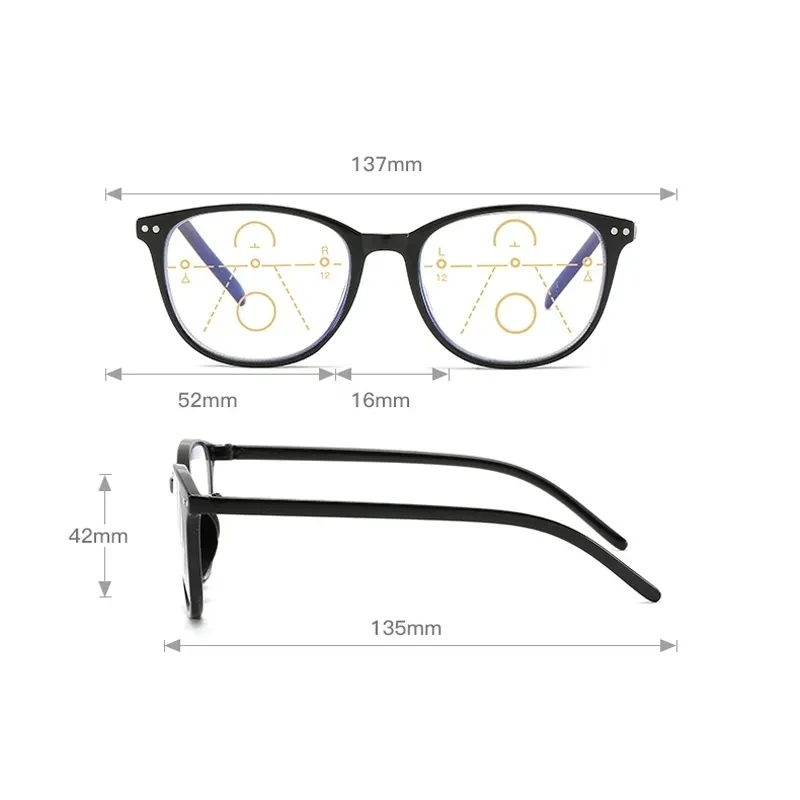 New 3 in 1 Progressive Multifocal Reading Glasses For Women  Eyeglasses Easy To Look Far and Near +1.0 To +4.0