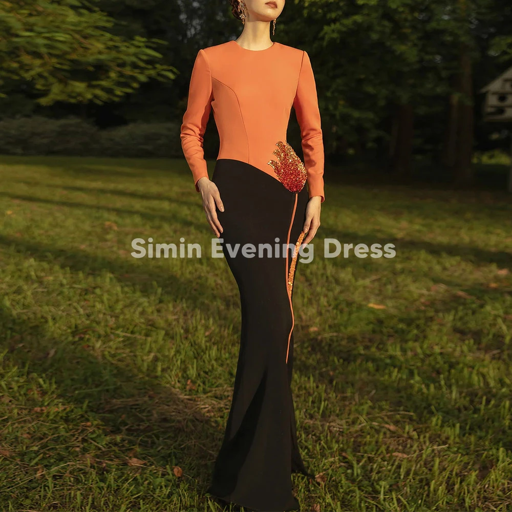

Simin женские вечерние платья в Саудовской Аравии с круглым вырезом и бисером, элегантные вечерние платья длиной до пола с длинными рукавами, платья русалки 2025