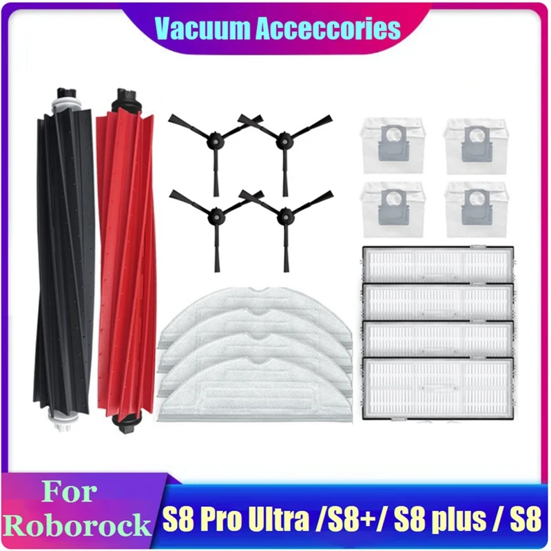 Roller Brush HEPA Filter Mop Cloth Bag Accessories For Roborock S8 Pro Ultra / S8+/ S8 PLUS / S8 Vacuum Cleaner