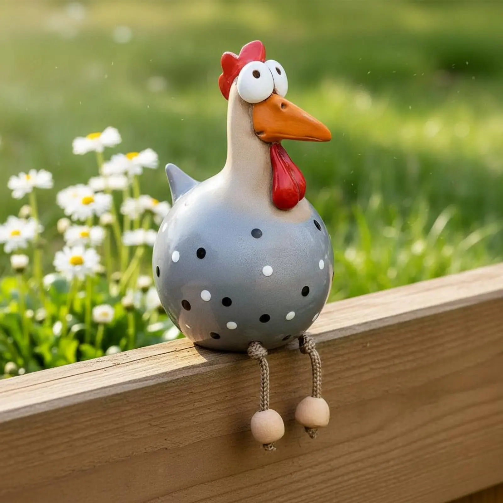 Leg-Dangling Chicken Figurine Playful Design Long-Legged Chicken Decor Hanging Ornament Colorful Handmade Look for Yard, Patio view 3