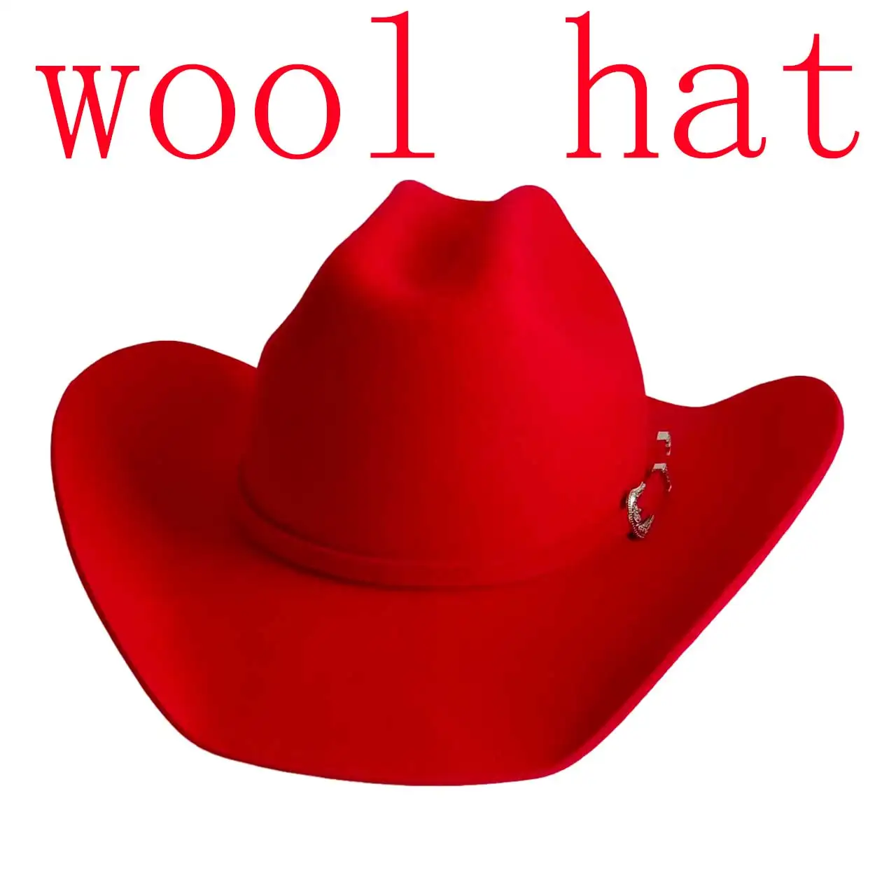 Chapéu de cowboy de lã vermelha outono e inverno nova fivela de cinto de lã decorativo cânhamo aba larga jazz chapéu ao ar livre quente chapéu cowboy