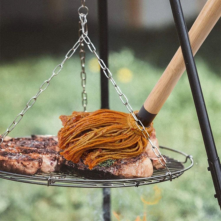 Outdoor Bbq Basting Brushes BBQ Barbecue Grill Greasing Mop Rubber Wood Handle BBQ Baking Dipping Brush on Oil Brush Tool Set