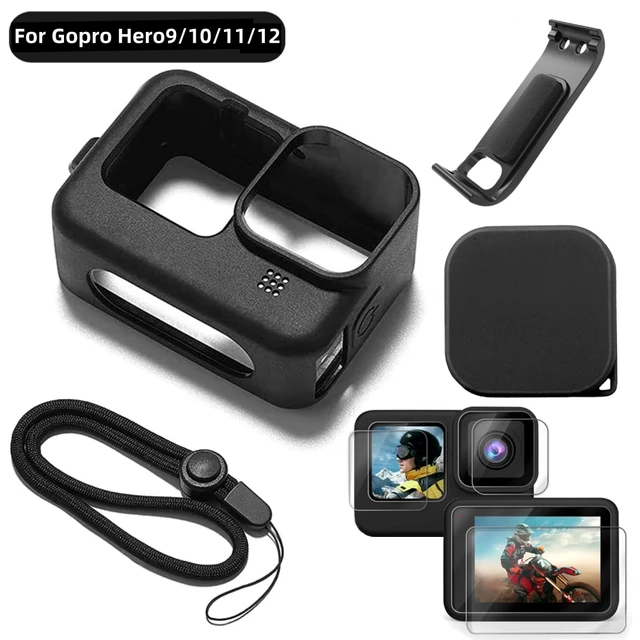 Silikonowe etui do GoPro Hero 12 11 10 Czarna osłona ekranu ze szkła hartowanego Folia ochronna Osłona obiektywu do akcesoriów GoPro 9
