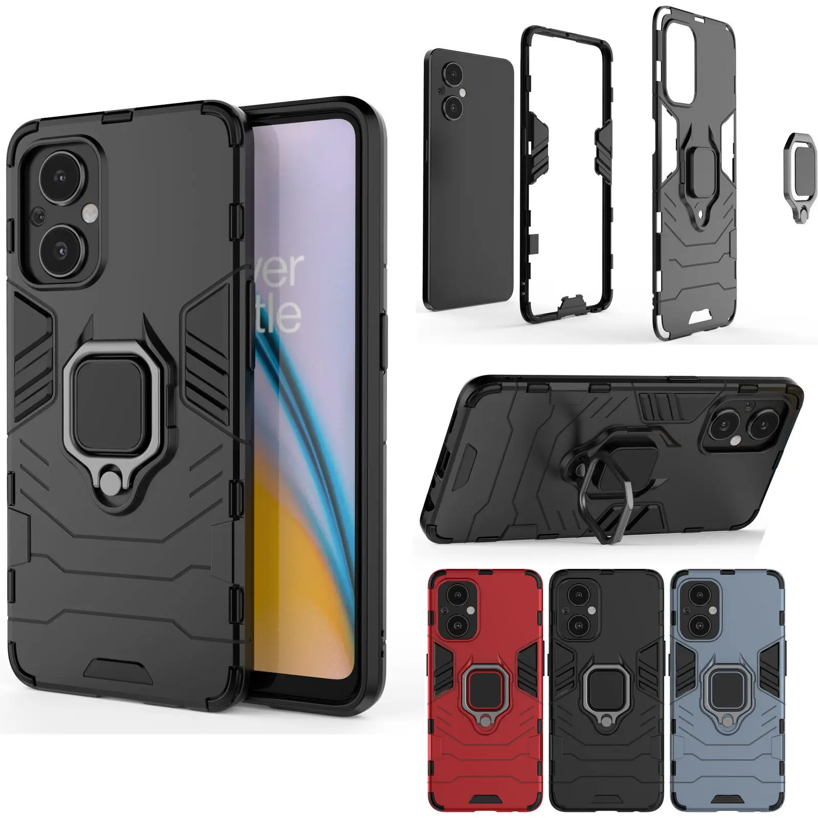 Shockproof Magnetic Ring Holder Armor Case Hybrid Stand Cover Oneplus Nord Ce3 Lite N10 N20 N30 N200 N300 5G 9 10 Pro