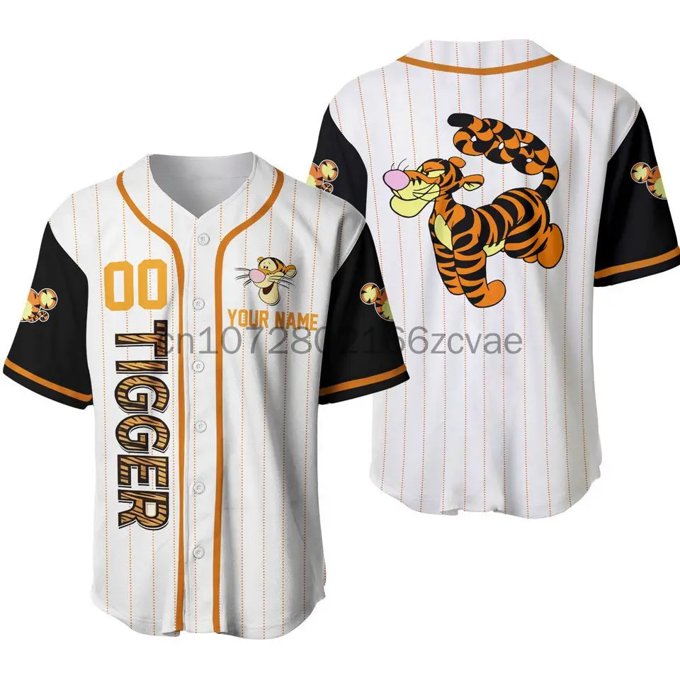 Tigger White Yellow Disney Baseball Jersey Tigger Winnie The Pooh Black Orange Disney Unisex Cartoon Graphic Casual Outfits