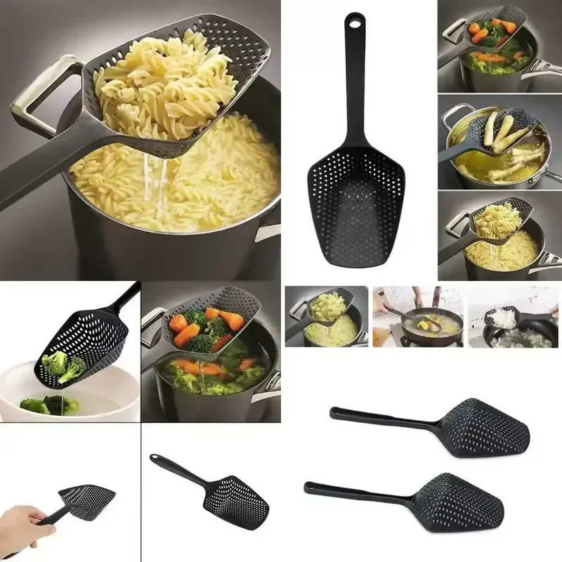 2026 Latest Creative Cooking Shovel Food Strainer Scoop Nylon Drain Spoon Colander Soup Filter Kitchen Gadget Large Heat