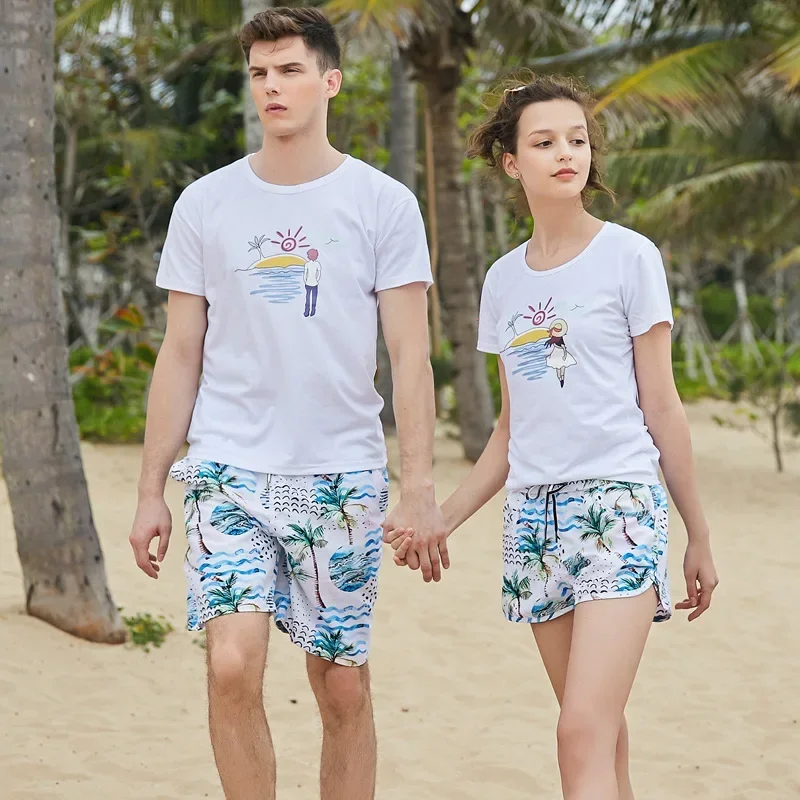 

1 pcs Couple seaside vacation swimming shorts quick-drying big pants hot spring beach pants men's loose big size pants