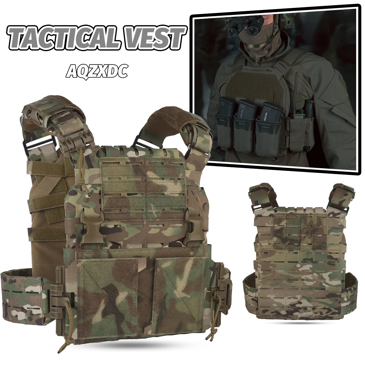 

KZ Tactical Airsoft Vest Outdoor Hunting Multifunctional Plate Carrier MOLLE Adjustable Quick Release Modular ARC Military Vest