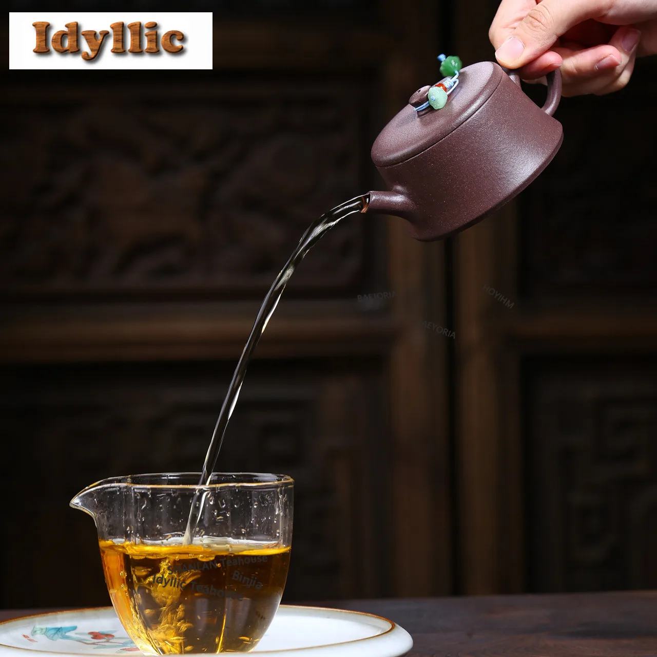 HOYIHM 130ml Retro Yixing Purple Clay Teapots Handmade Plinth Pot Raw Ore Peach Blossom Mud Kettle With Infuser Zisha Teaset Cha