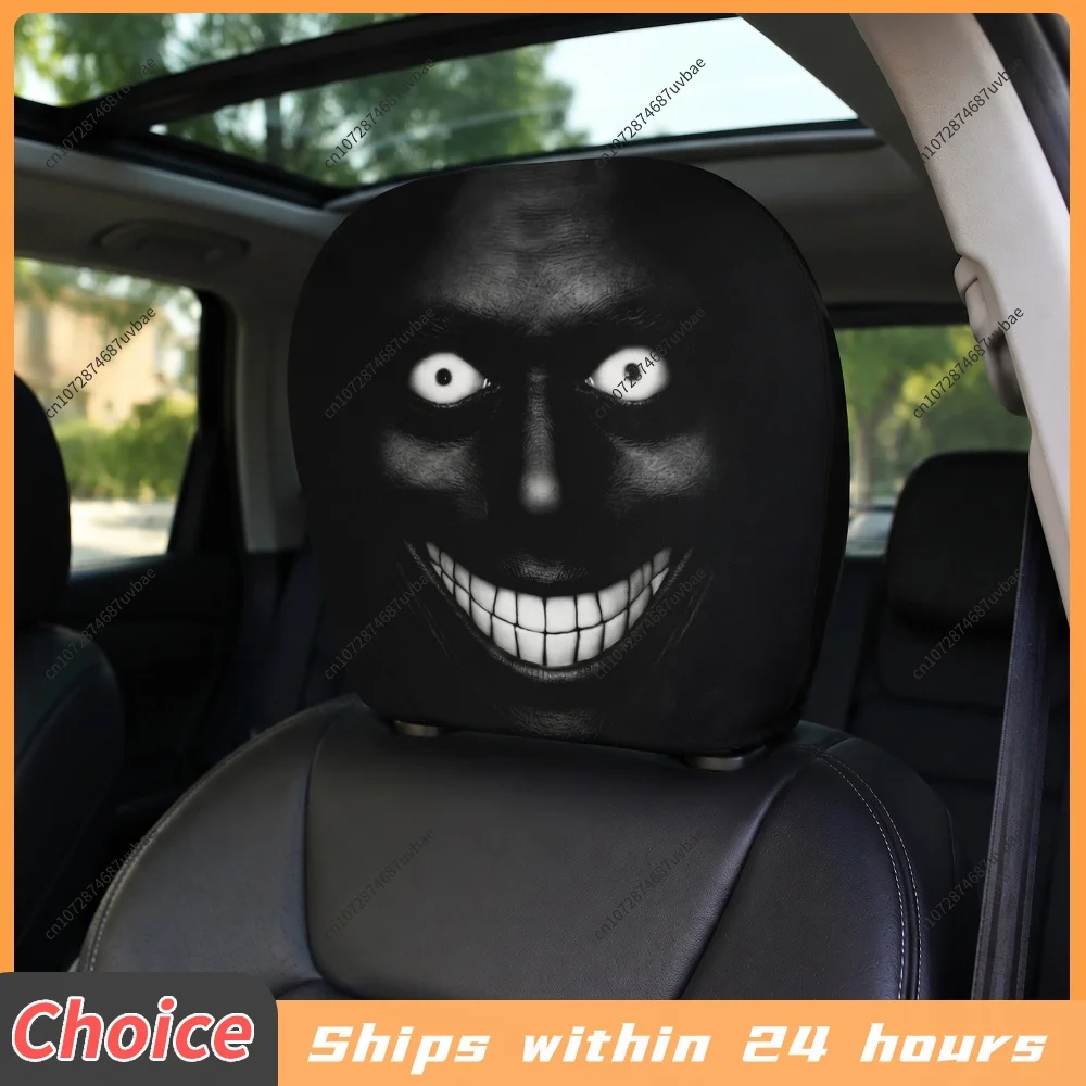 2Pcs Ghost Face Headrest Covers Washable Stretchy Headrests Sleeve Elastic Spooky Headrests Cover for Auto/Vehicle/Truck/SUV