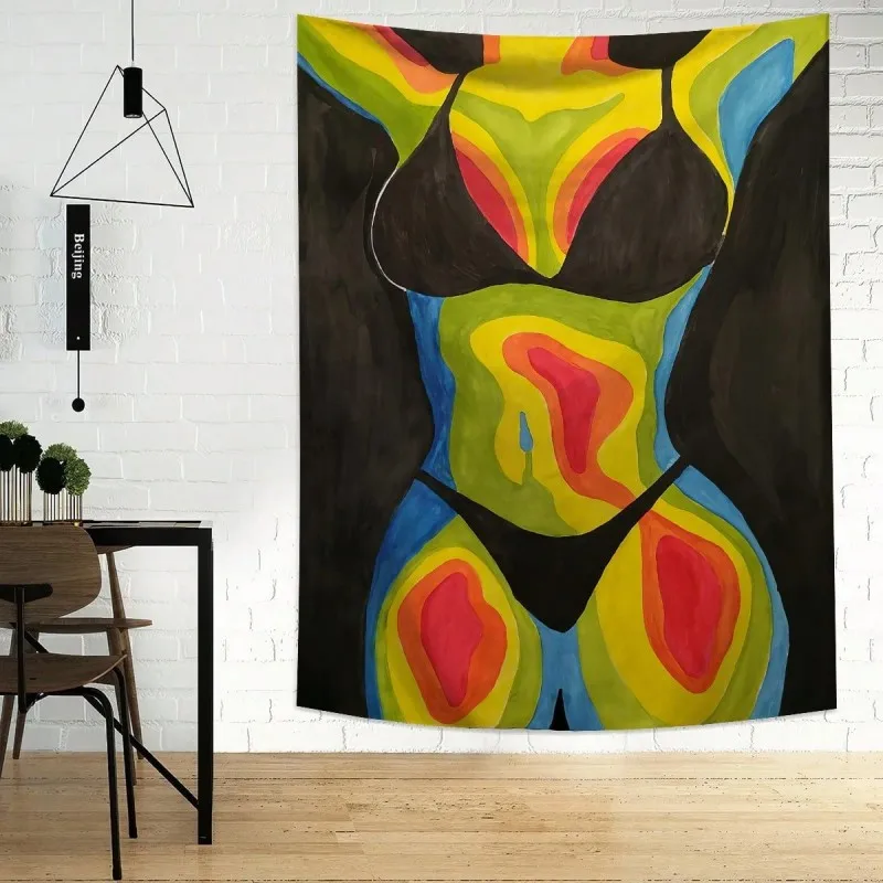 Abstract Female Body Art Tapestry Colorful Modern Wall Decor Boho Chic Living Room Bedroom Artistic Home Decoration
