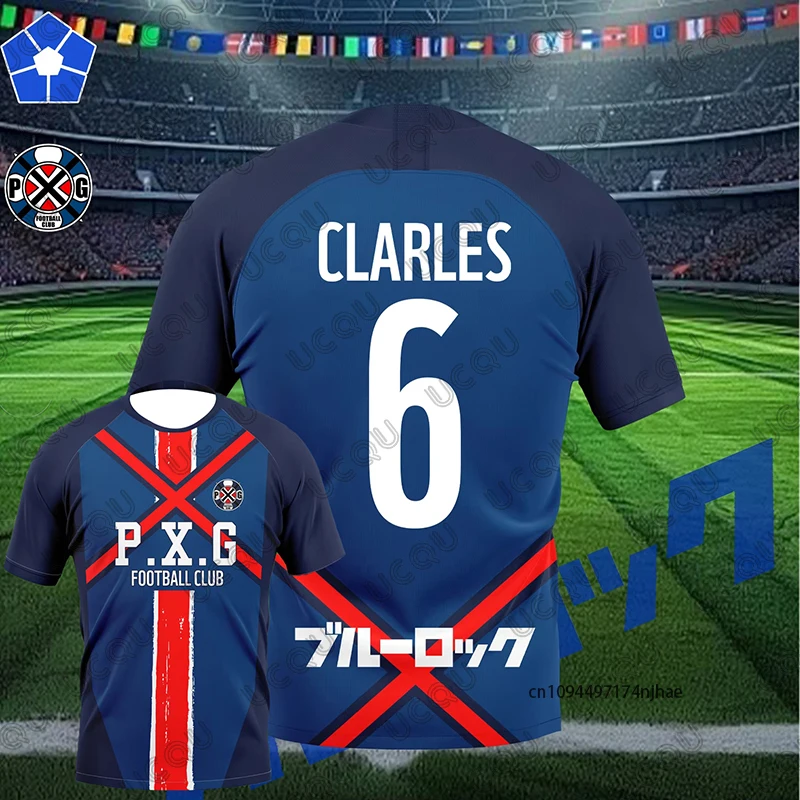 P.X.G الأزرق قفل جيرسي انمي ياباني زي كرة القدم رقم 9 رين شيدو تأثيري الصيف تي شيرت رجالي رياضة عادية للأطفال/الكبار