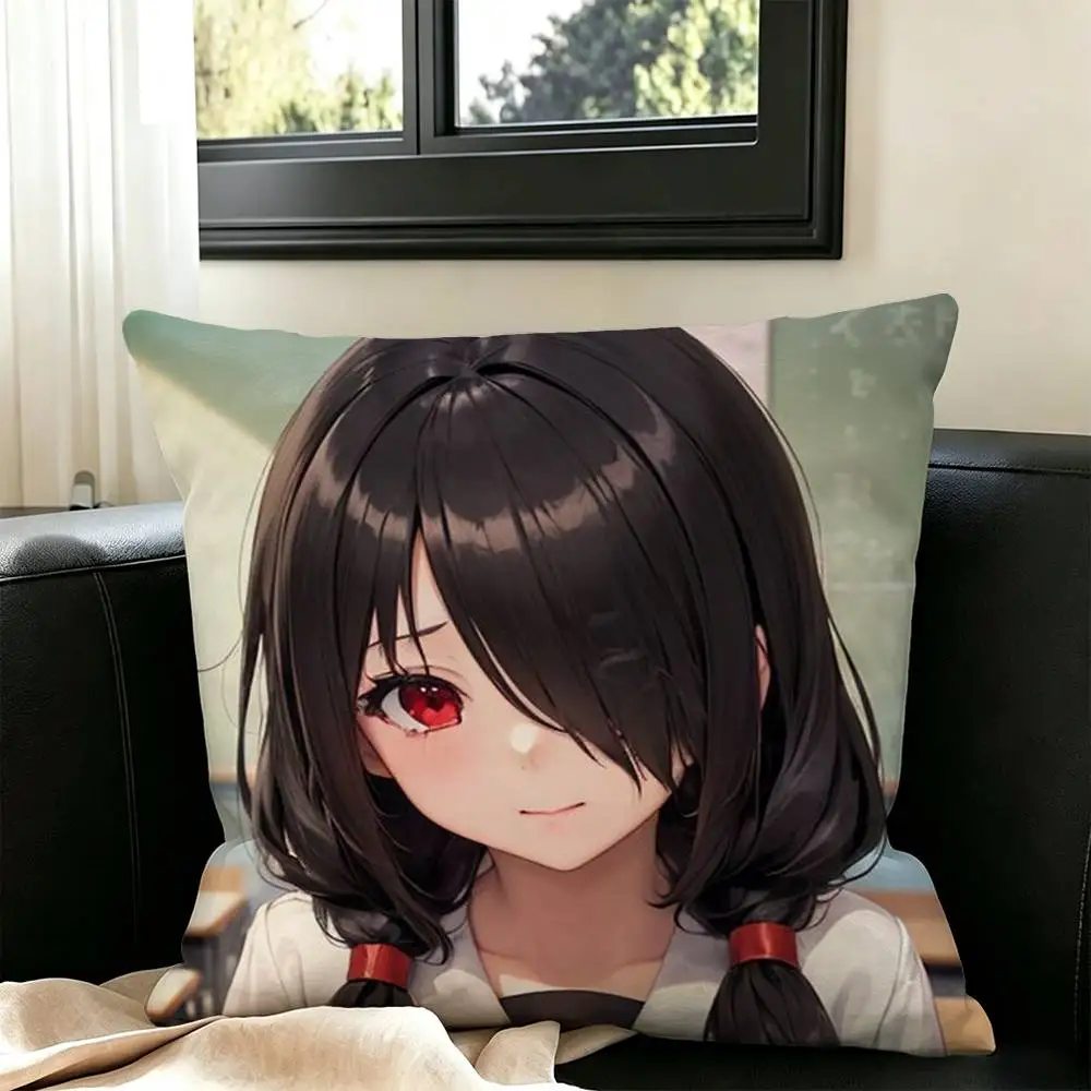 Anime Girl Kurumi Tokisaki Date A Live  Square Double-Sided printed Pillow Case Bedroom Bedside Pillow Sofa Cushion Cover