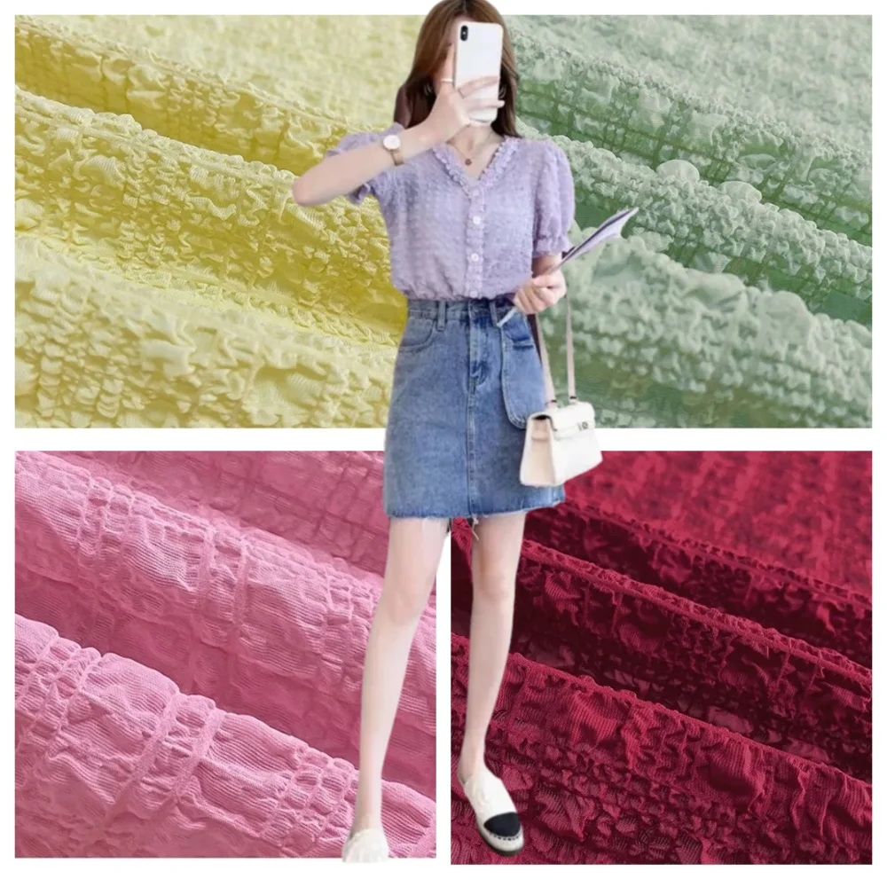 

Bubble Fabric Elastic Force Dress Clothing Designer Shirt Pure Polyester Material Cloth By The Meter Sewing Diy