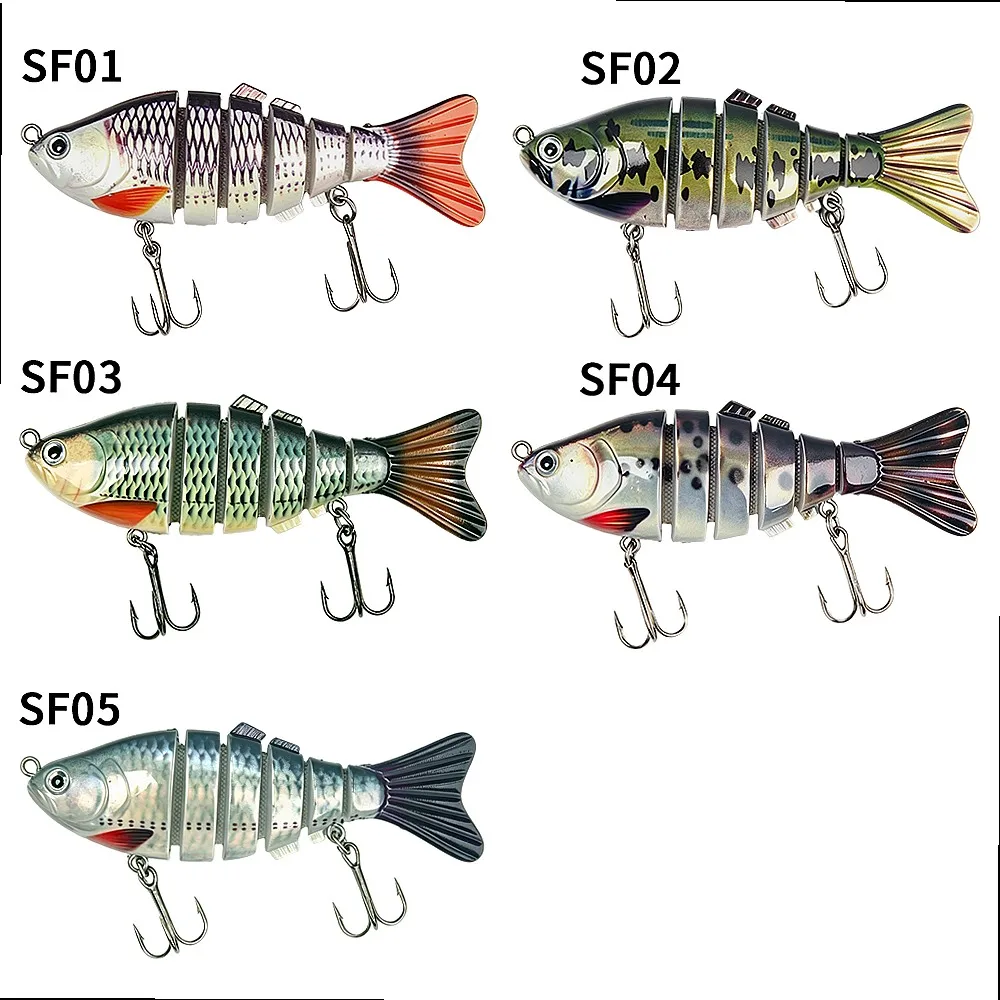 YQCCK 3 Pcs Full Sinking Multi Jointed Swimbaits S Shaped Angling Gear Durable ABS Wobbler Storage Box for Trout