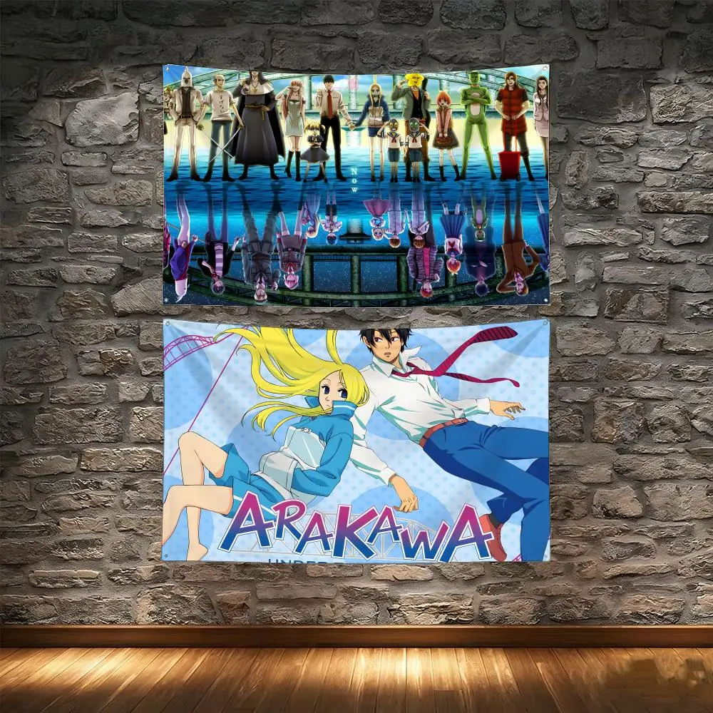 Tapisserie à motif créatif de la série animée A-Arakawa Under the Bridge Flags, thème Comédie Absurde, pour décoration murale de salon, photo, fête et extérieur