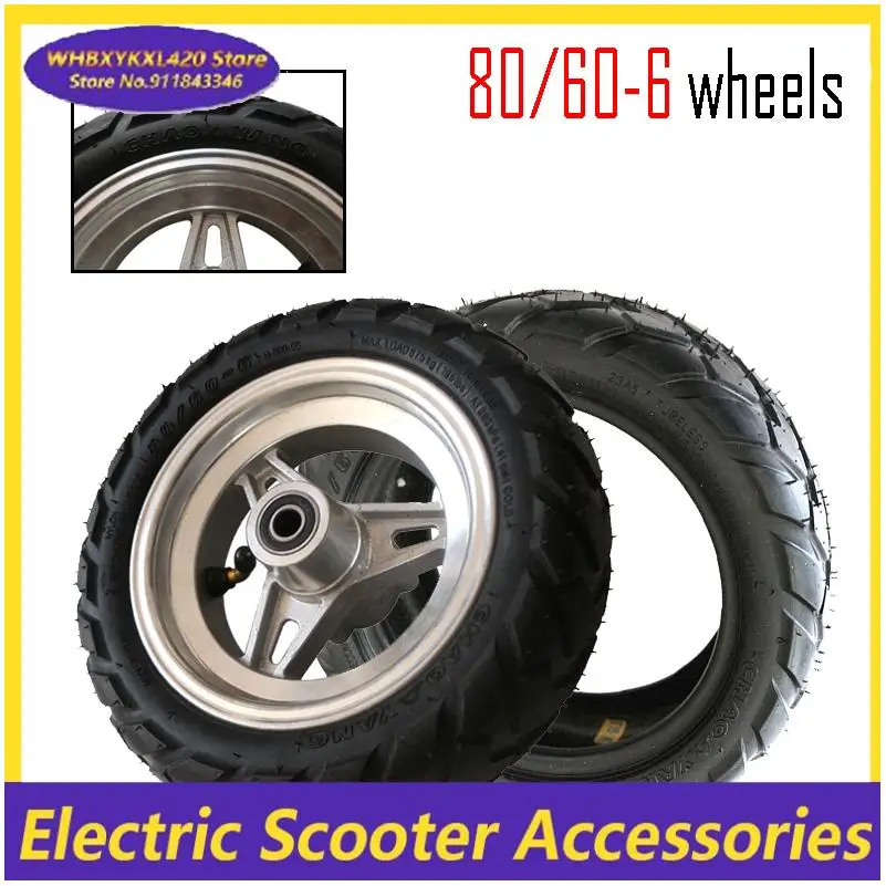 

80/60-6 tubeless tire with disc brake wheel hub, suitable for electric scooter accessories