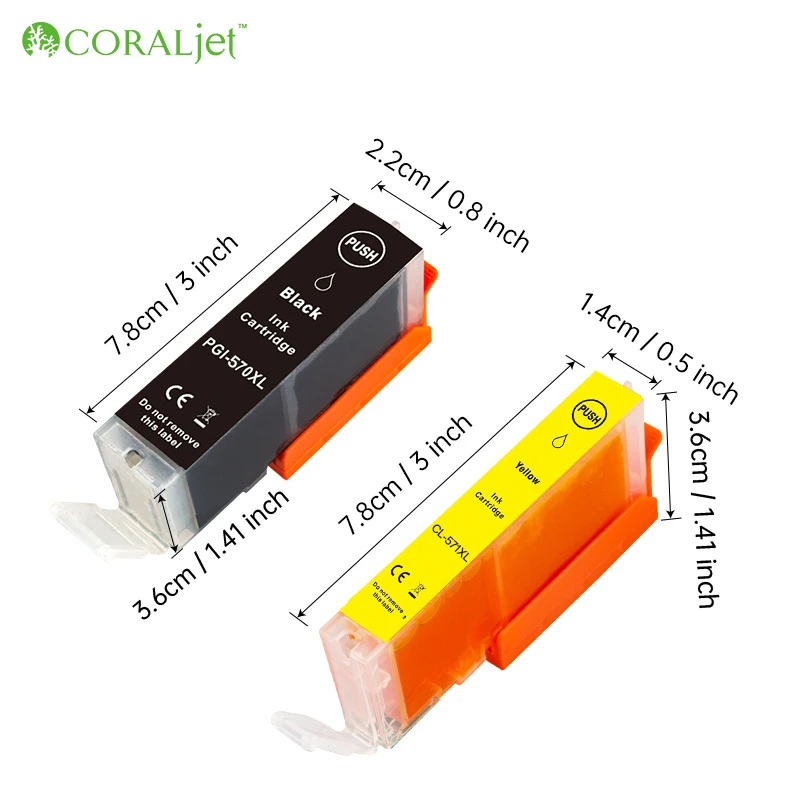 Coraljet PGI-570XL/CLI-571XL 570 571 Ink Cartridge Multicolor Compatible For Canon PIXMA TS5050 MG5750 TS5051 MG6851 MG6850