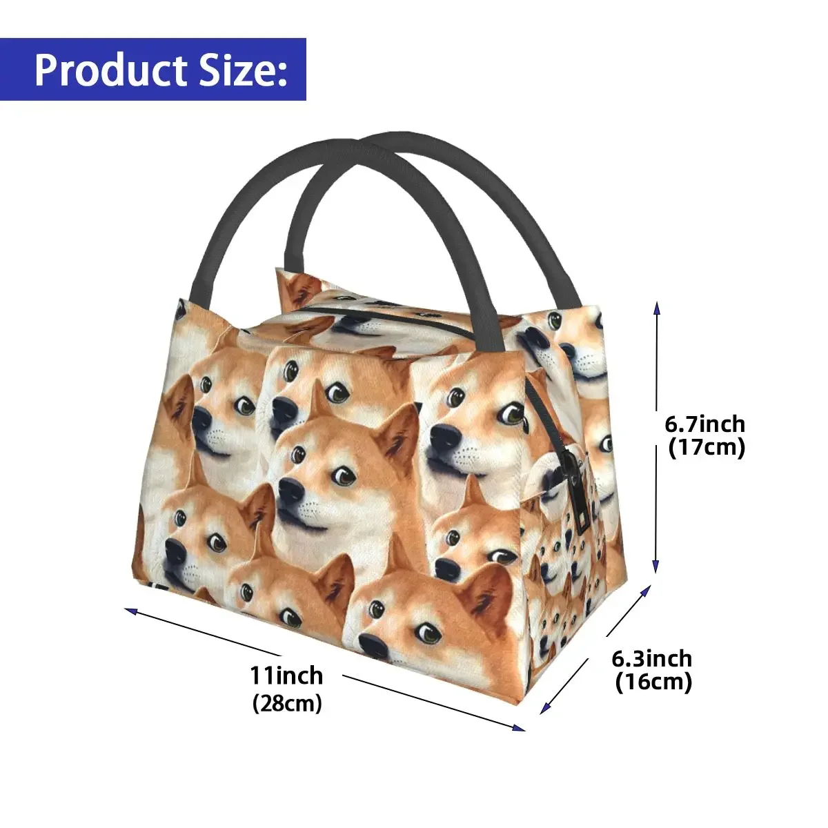 Doge Shiba Inu Memes Lunchtaschen, isolierte Bento-Box, tragbare Lunchtasche, Picknicktaschen, Kühler, Thermotasche für Damen, Studenten, Schule