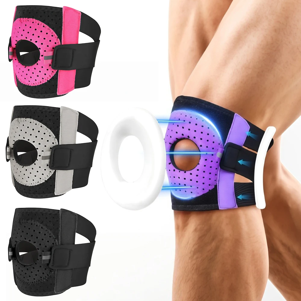 1/2Pcs Adjustable Knee Brace Knee Compression Support with Patella Gel Pads & Side Stabilizers Sports,Basketball,Running,Cycling