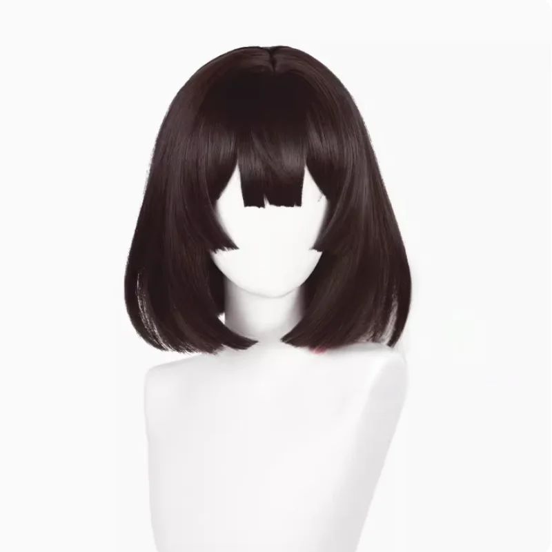 Jeu Honkai: Star Rail Xueyi Cosplay Perruque, Brun Foncé, Épée, Cyan, Cheveux Rouges, Degré de Chaleur, Synthétique, Halloween, Accessoires de ix