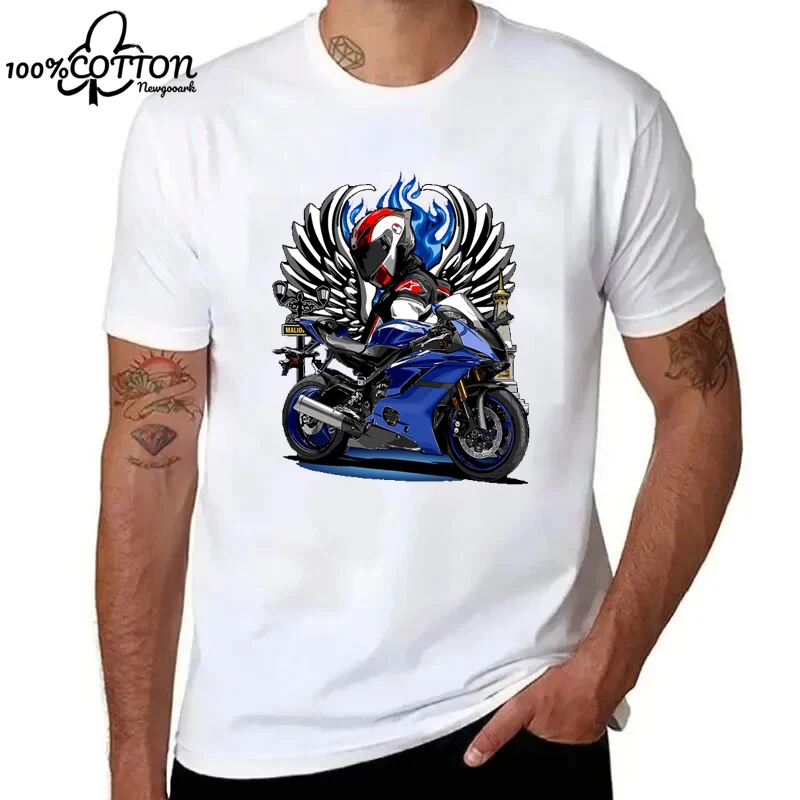 

New Style New Trendy Motorcycle 3D Design Print Cotton T-shirt, Short-sleeved O-neck, Streetwear Creative Clothing Hot Product