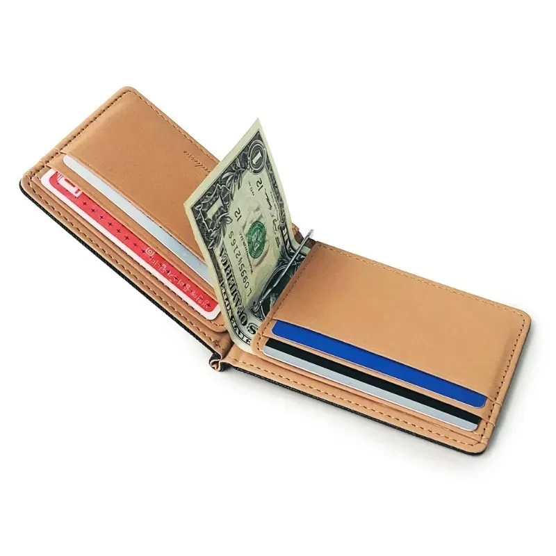 New Men's Wallet Short Cross Section Youth Wallet Stitching Business Multi Card Zipper Coin Purse Wallet Passport Cover