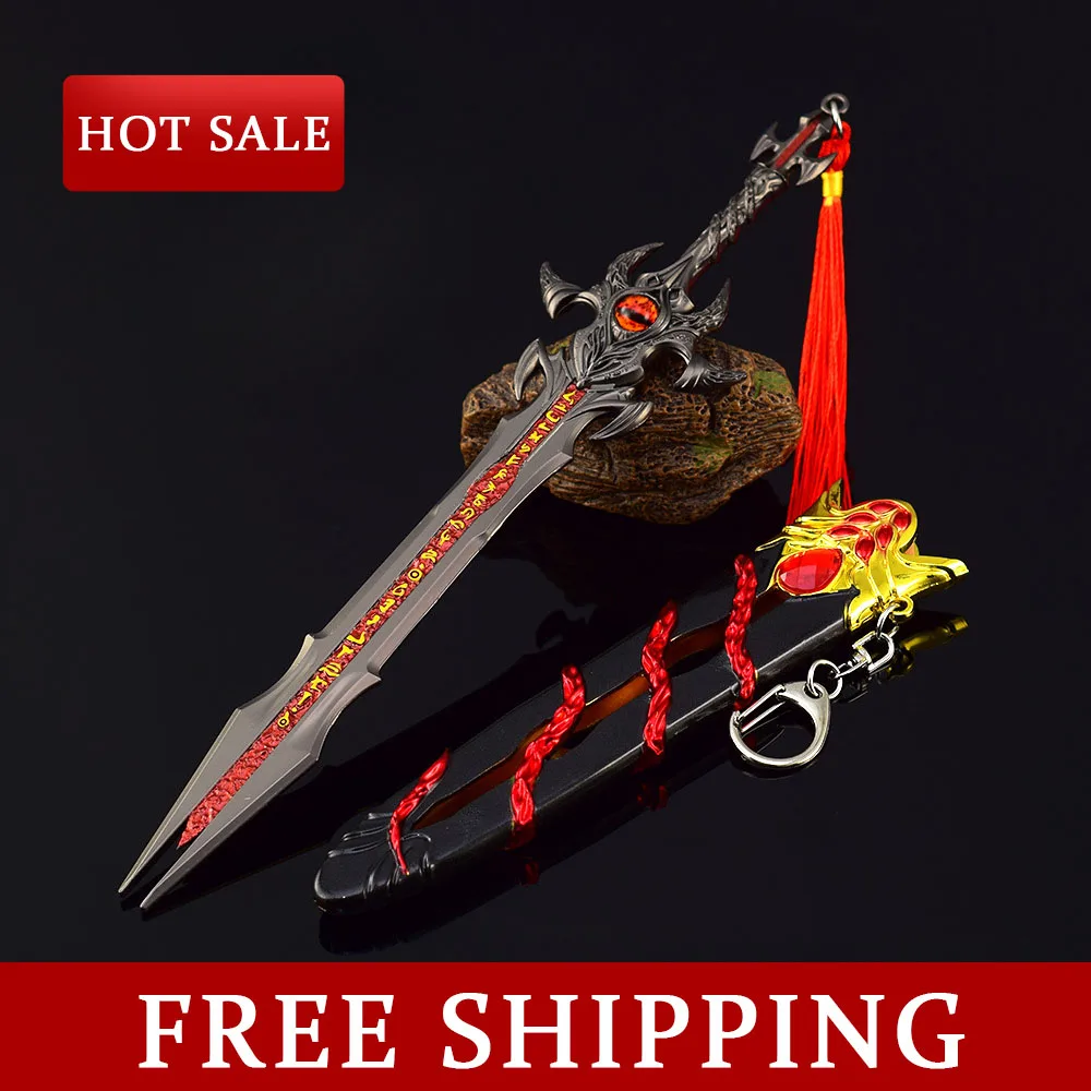 22CM Soul Land Chinese Amine Periphery Xiu Luo Divine Sword Tang San Weapon Full Metal Craft Model with Sheath Collectible Toy