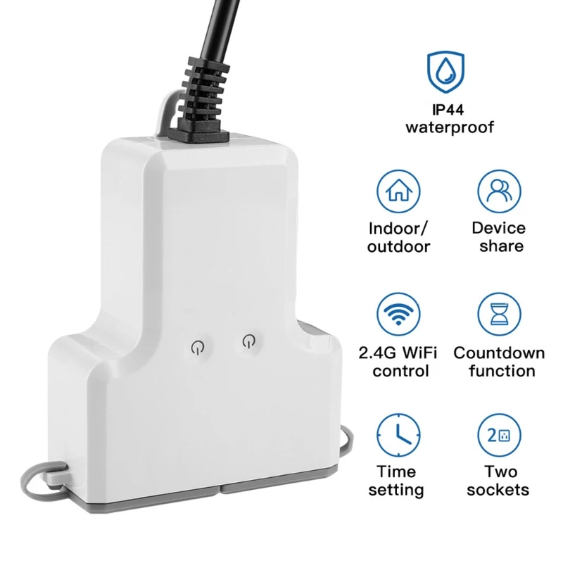 

Y1UB Outdoor Dual WIFI Waterproof Socket IP44 Intelligent Plug Wi-Fi Outlets