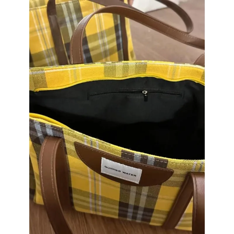 GAINNY Y2k Vintage Plaid Tote Bag Women Luxury Designer Large Capacity Shoulder Bag Female Commuting Casual 2024 Fashion Handbag