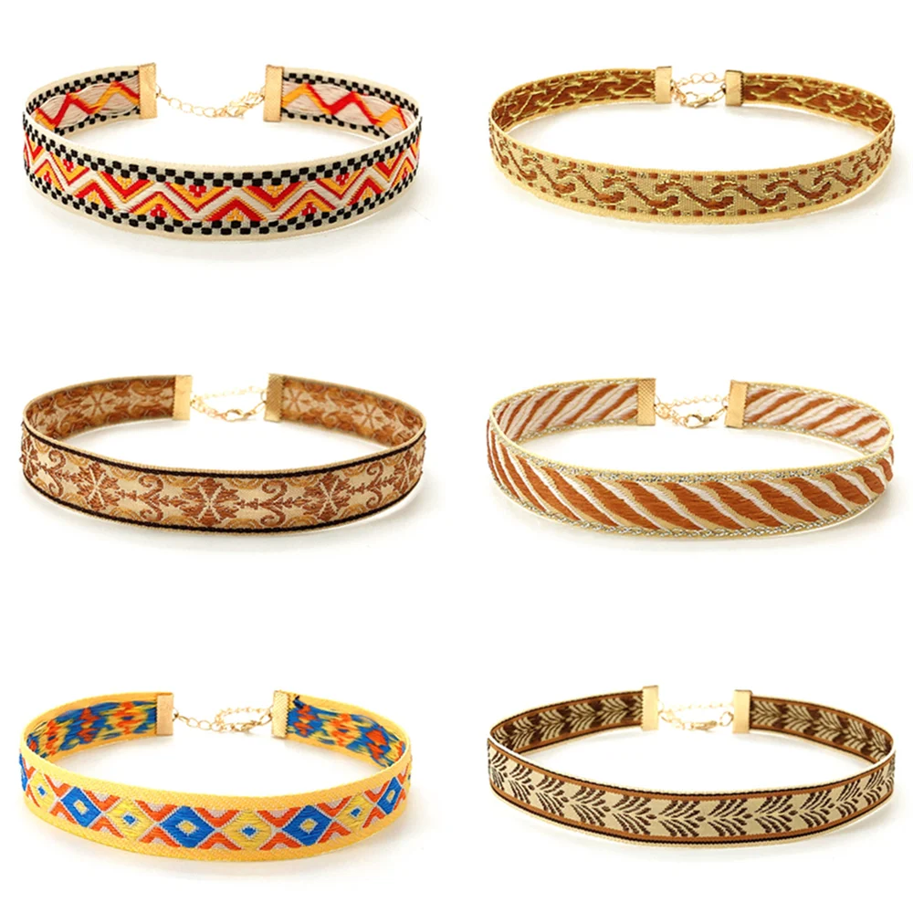 6pcs/Set Trendy Bohemia Goth Boho Collar Ethnic Chokers Necklaces for Women Girls Colorful Jewelry Accessories  Free Shipping