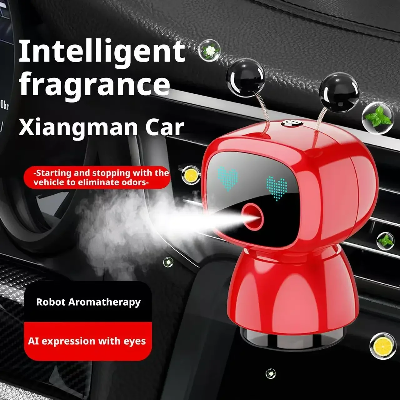 Mini Robot Car Air Vent Aroma Clip Auto On Off with Engine Start Summer Fresh Style Long Lasting Scent Car Interior Odor Remover