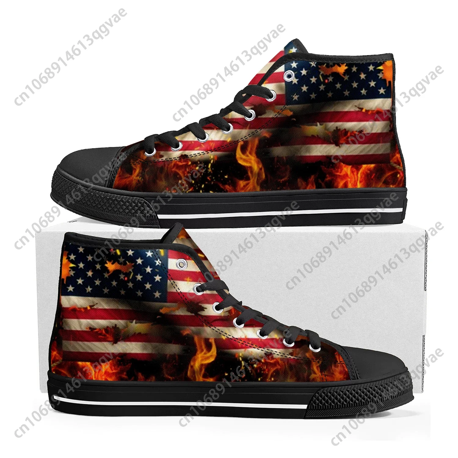 American Flag High Top High Quality Sneakers Mens Womens Teenager Canvas Sneaker USA Football Casual Couple Shoes Custom Shoe