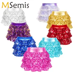 Hip Hop Dance Costume Teen Girls Shiny Sequins Ballet Dance Shorty Unitard Tutu Skirt Stage Modern Jazz Latin Dancing Costumes