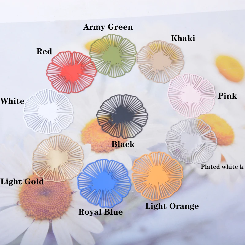 20 Stück AB8783 Messing-Schmuckblumen-Anhänger, bemalte Verbindungsstücke, DIY-Ohrring-Zubehör für Frauen – Detail 5