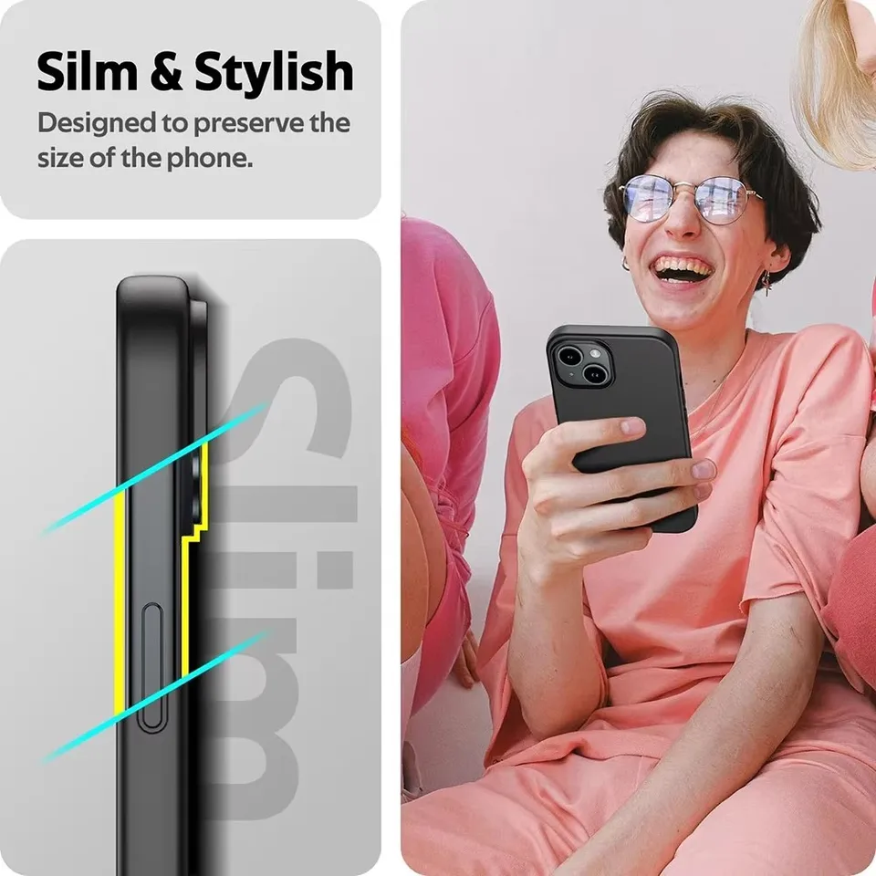 Funda de silicona suave mate de lujo para iPhone 16 15 14 Plus 13 12 Mini 11 Pro XS Max X XR SE 2 3 7 8 Plus, cubierta trasera negra sólida 2