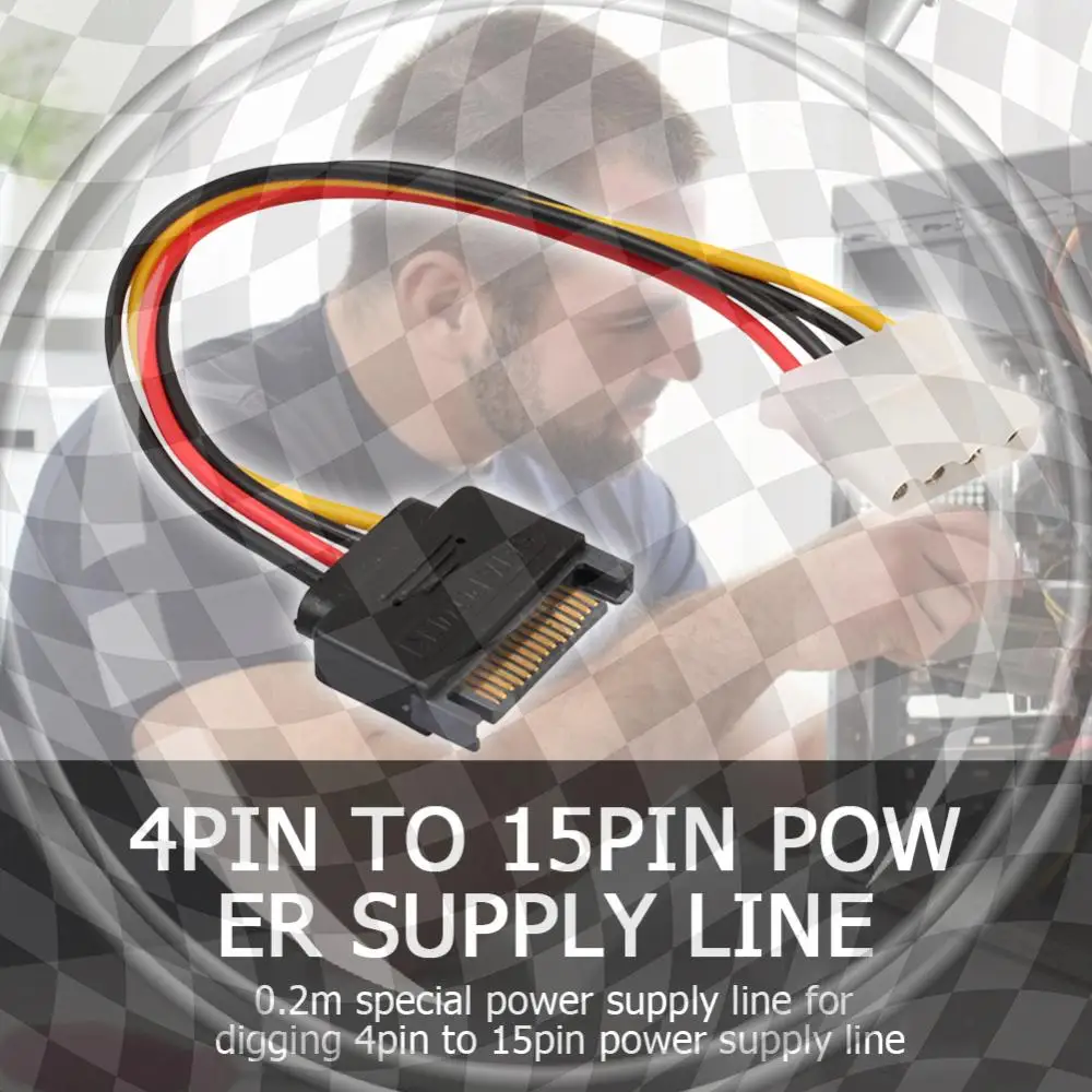 

8 inch SATA 15-Pin Male to Molex 4-Pin Female Power Adapter Cable for PCe Riser mining PCIE Riser 200x29x18mm