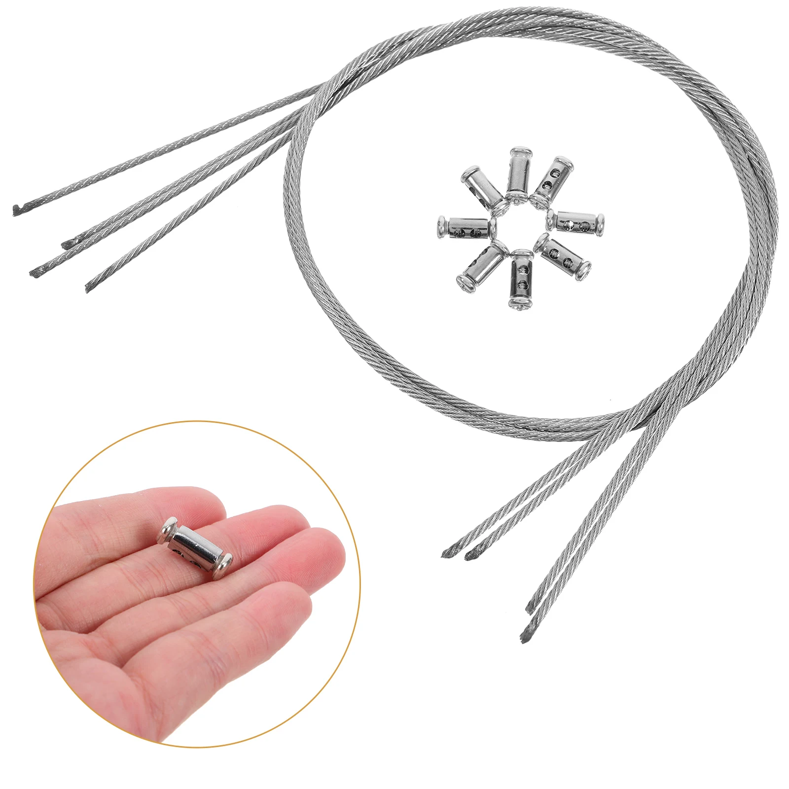 

1 set 1 Set Luggage Hanging Wire Adjustable Rope System Galvanised Steel Locking Tie Cable Hanger Hooks For Home Decor