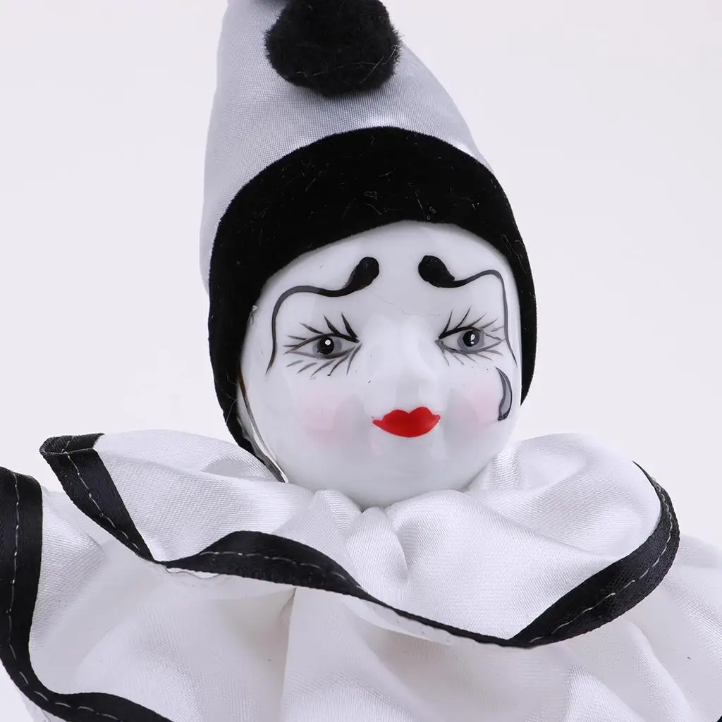 ピエロ磁器人形 15 インチハーレクインコスチューム、棚ディスプレイ装飾品