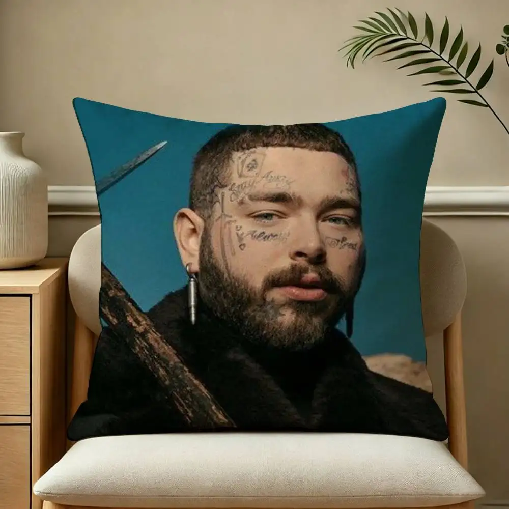 Popular Singer Post M-Malone-E  Square Double-Sided printed Pillow Case Bedroom Bedside Pillow Sofa Cushion Cover
