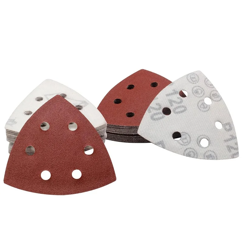 Almofadas de lixamento triangulares, lixadeira de mouse, lixa com 6 furos 40/60/80-150/180/240/320/400grãos para lixadeiras delta/multi-arandelas