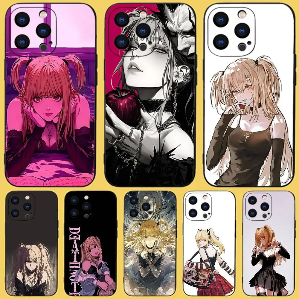 

D-Death Misa Anime N-Note Phone Case For iPhone 17,16,15,14,13,12,11,Pro,Max,Plus,X,XS,SE4,E,Mini,Soft Black Case