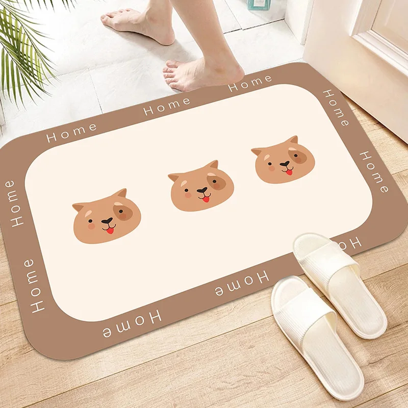 Cute Panda Non-slip Super Absorbent Door Mats Diatom Mud Bathroom Kitchen Carpet Waterproof Entrance Rug Home Living Room Decor