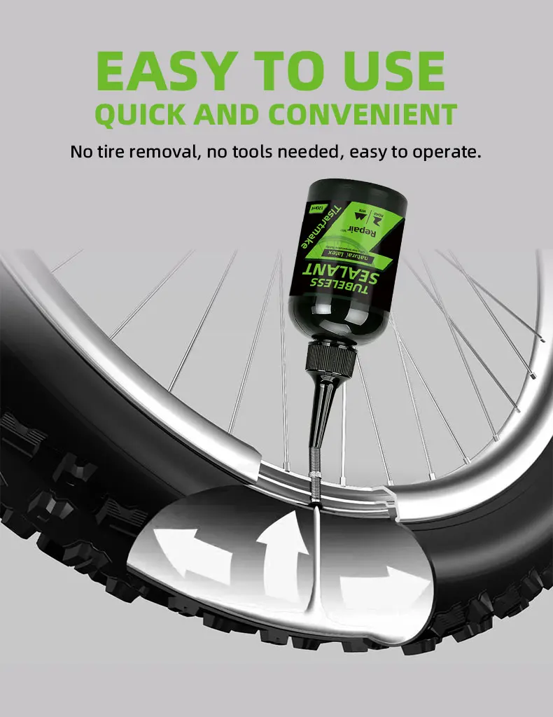 Schlauchloser Fahrradreifen-Dichtmittel, Reifenreparaturflüssigkeit, Latex, langanhaltend, schnell dichtend für MTB-, Rennrad-, CX- und Gravel-Fahrradreifen – Detail 7