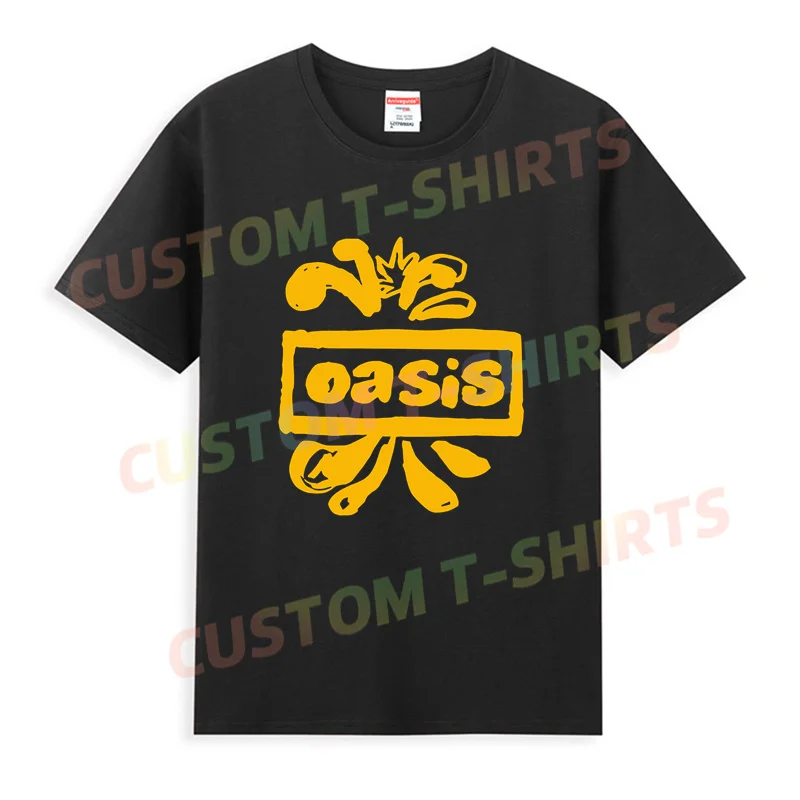 

2024 Hot Sale Summer 100% Cotton Oasis Drawn Logo T Shirt Men Noel Liam Gallagher Official Band Tee Hip Hop Streetwear T-shirt